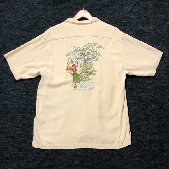 Tommy Bahama Silk Embroidery Panel Hawaiian Lost Swinging Paradise Shirt Size M - Picture 5 of 9